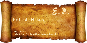 Erlich Miksa névjegykártya